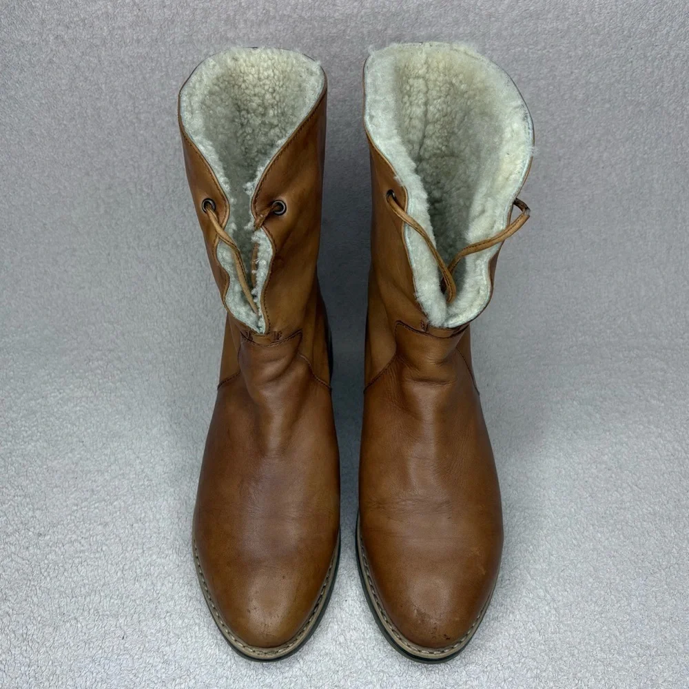 James Heybrook Tan Leather Shearling-Lined Winter Boots